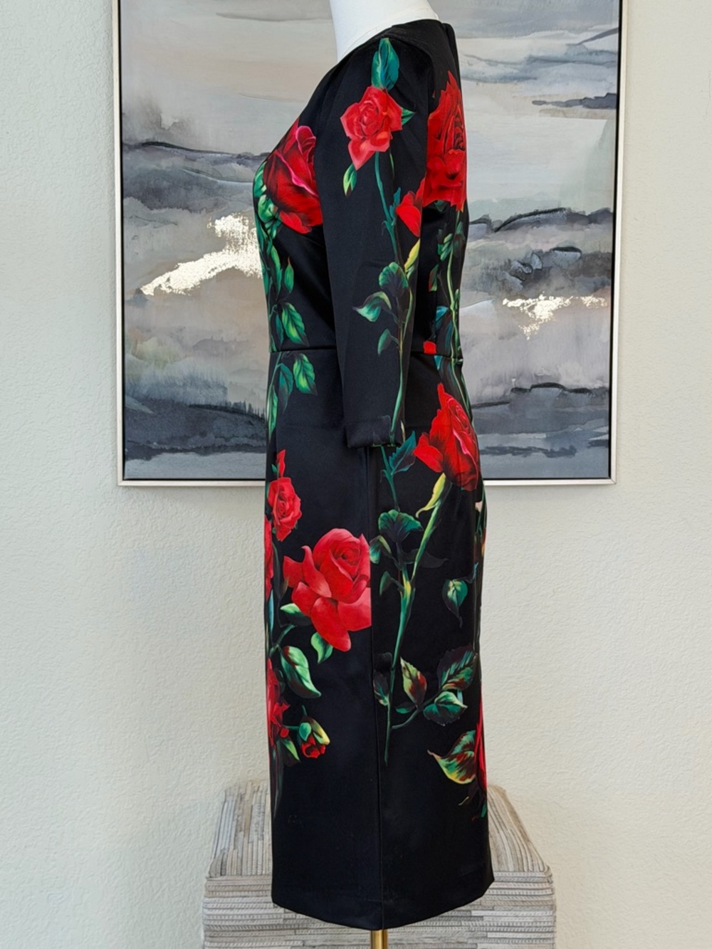 Black Sheath Dress Red Rose
Print Elegant Floral Midi - Designer Inspired - Picture 2 of 16